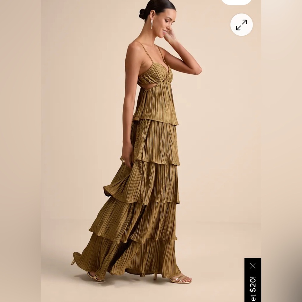 Lulu's Olive Green Tiered Maxi Dress - Picture 2 of 6